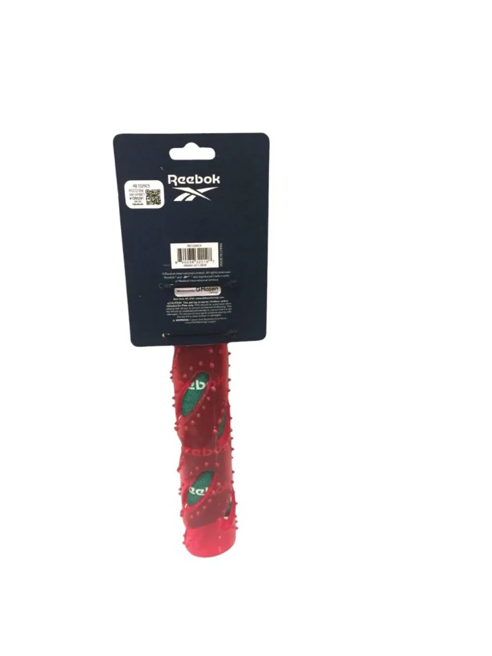 Reebok Holiday TPR Coated Fetch Dog Toy Squeak Crinkle Red Green
